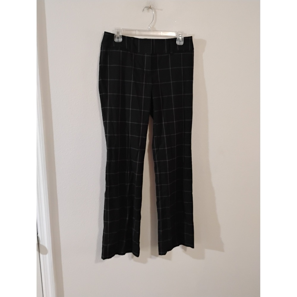 Ann Taylor LOFT Marisa Trouser Black White Windowpane Plaid Pants Size 0
